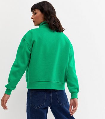 Green 1/2 Zip High Neck Sweatshirt 