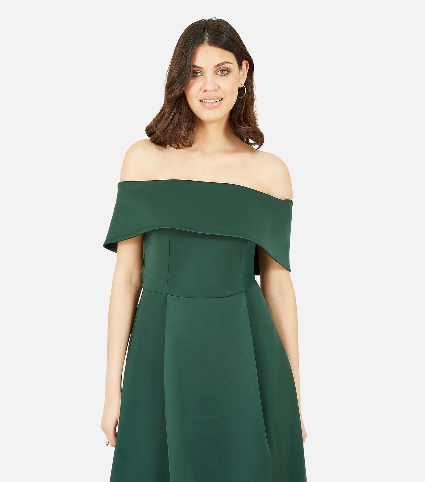 Mela Green Bardot Dip Hem Midi Dress Image 2