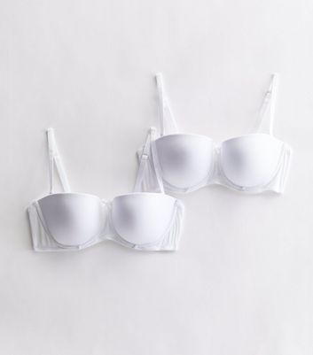 2 Pack White Strapless Bras New Look