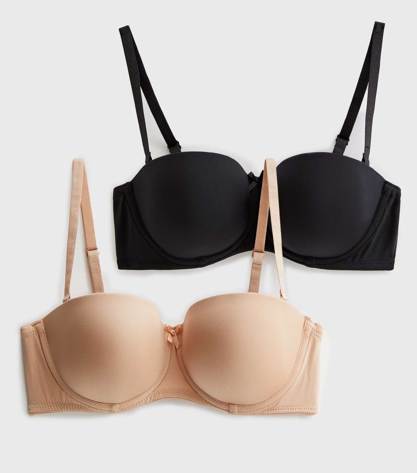 2 Pack Black and Tan Strapless Bras Image 7