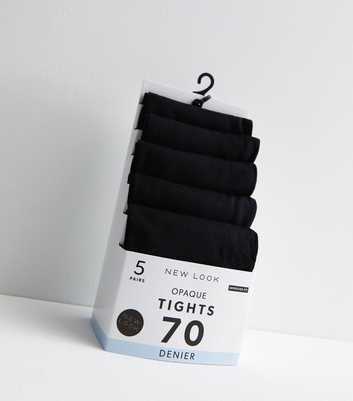 5 Pack Black Opaque 70 Denier Tights