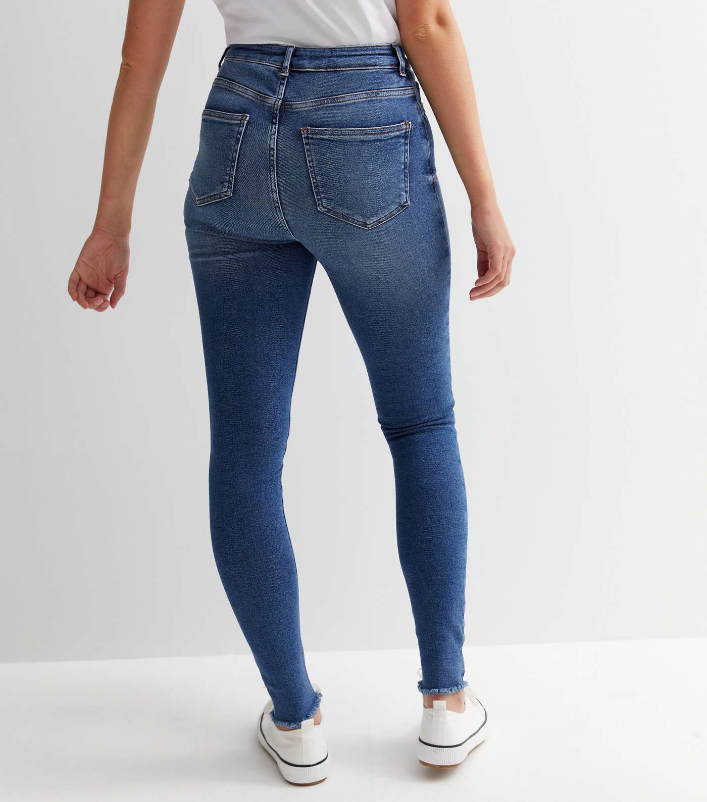 Tall Blue Ripped Knee High Waist Hallie Super Skinny Jeans Image 4