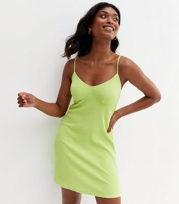 Damen Bekleidung Light Green Crinkle Strappy Mini Dress