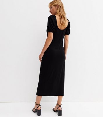 Black Sweetheart Neck Corset Midi Dress 