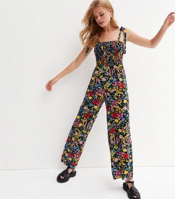 Black floral jumpsuit online