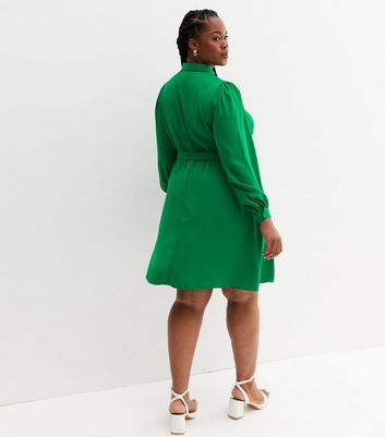 Curves Green Belted Long Sleeve Mini 