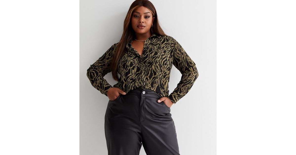 khaki animal print shirt