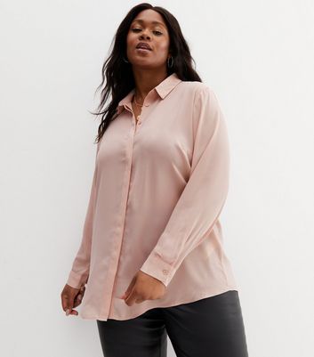 Curves Pale Pink Long Shirt New Look