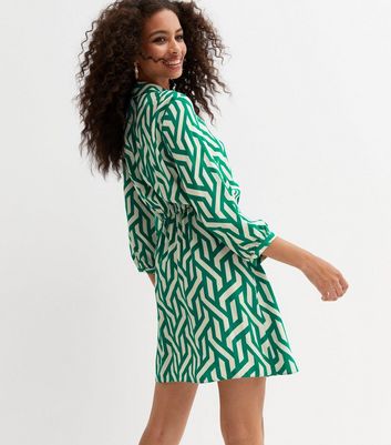 Green and hotsell white shirt dress