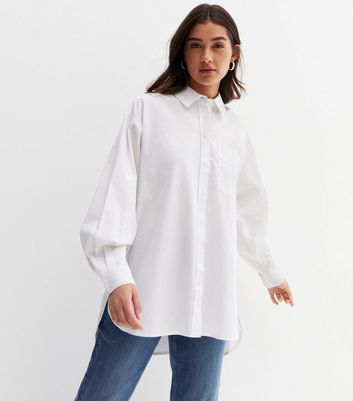 White Poplin Oversized Shirt | New Look
