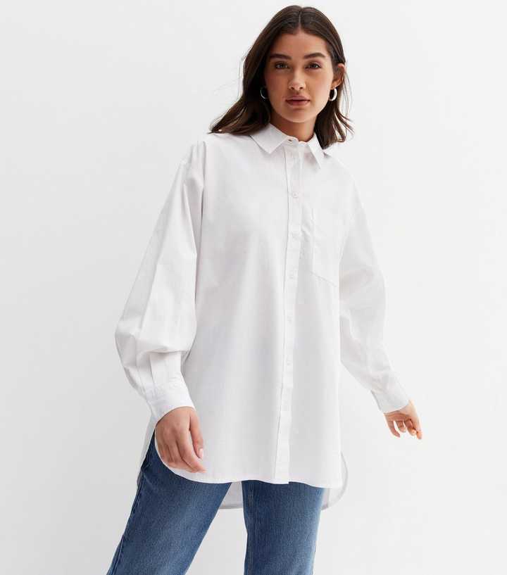 White Poplin Oversized Shirt