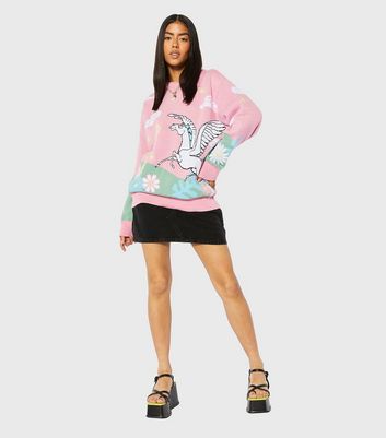 Damen Bekleidung Skinnydip Bright Pink Disney Pegasus Knit Jumper