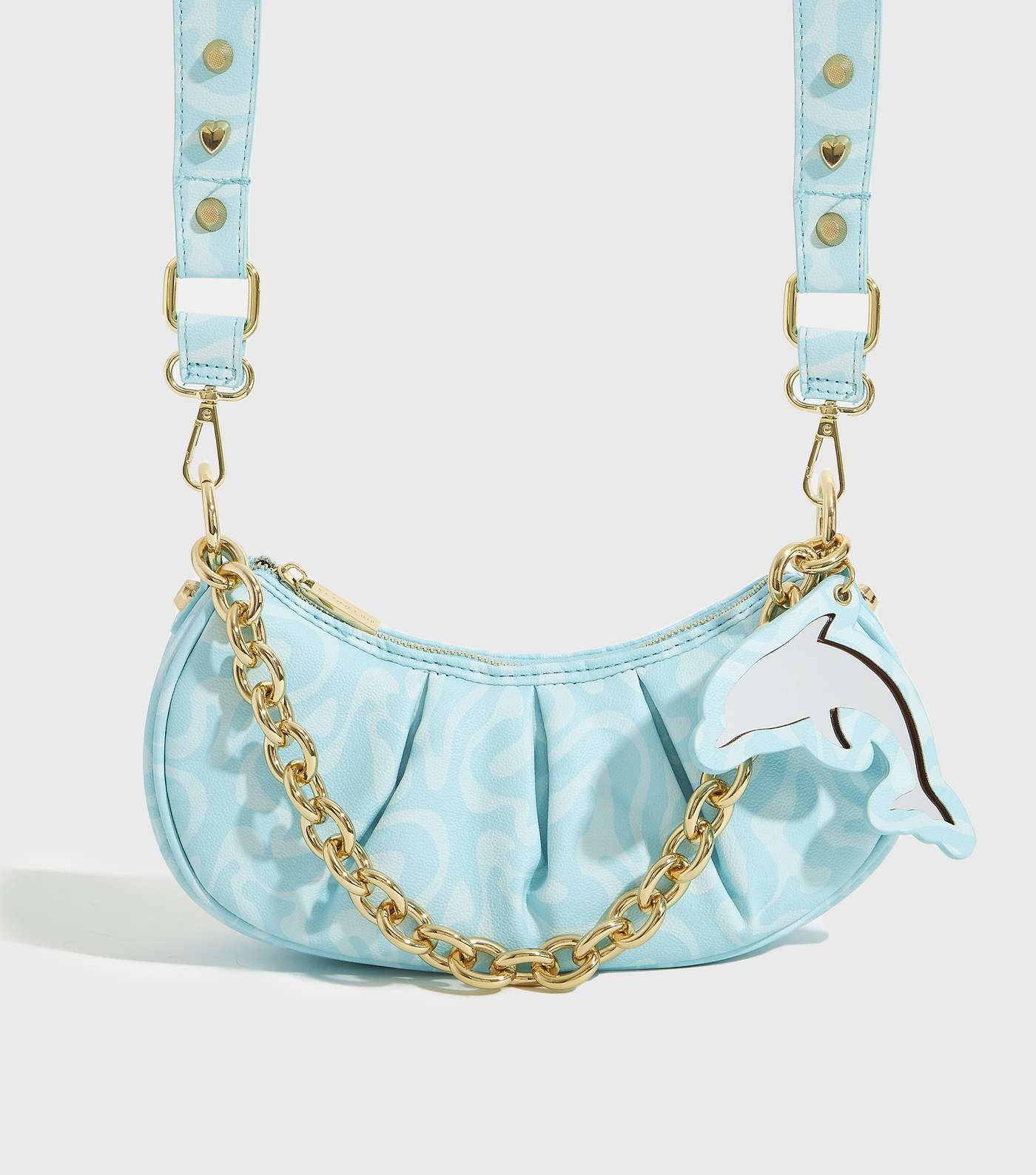 Skinnydip Bright Blue Swirl Dolphin Chain Shoulder Bag