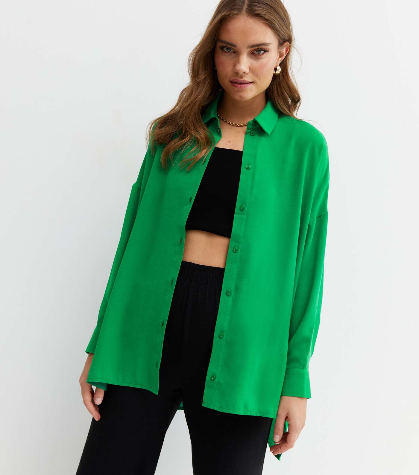 Green Long Sleeve Oversized Shirt