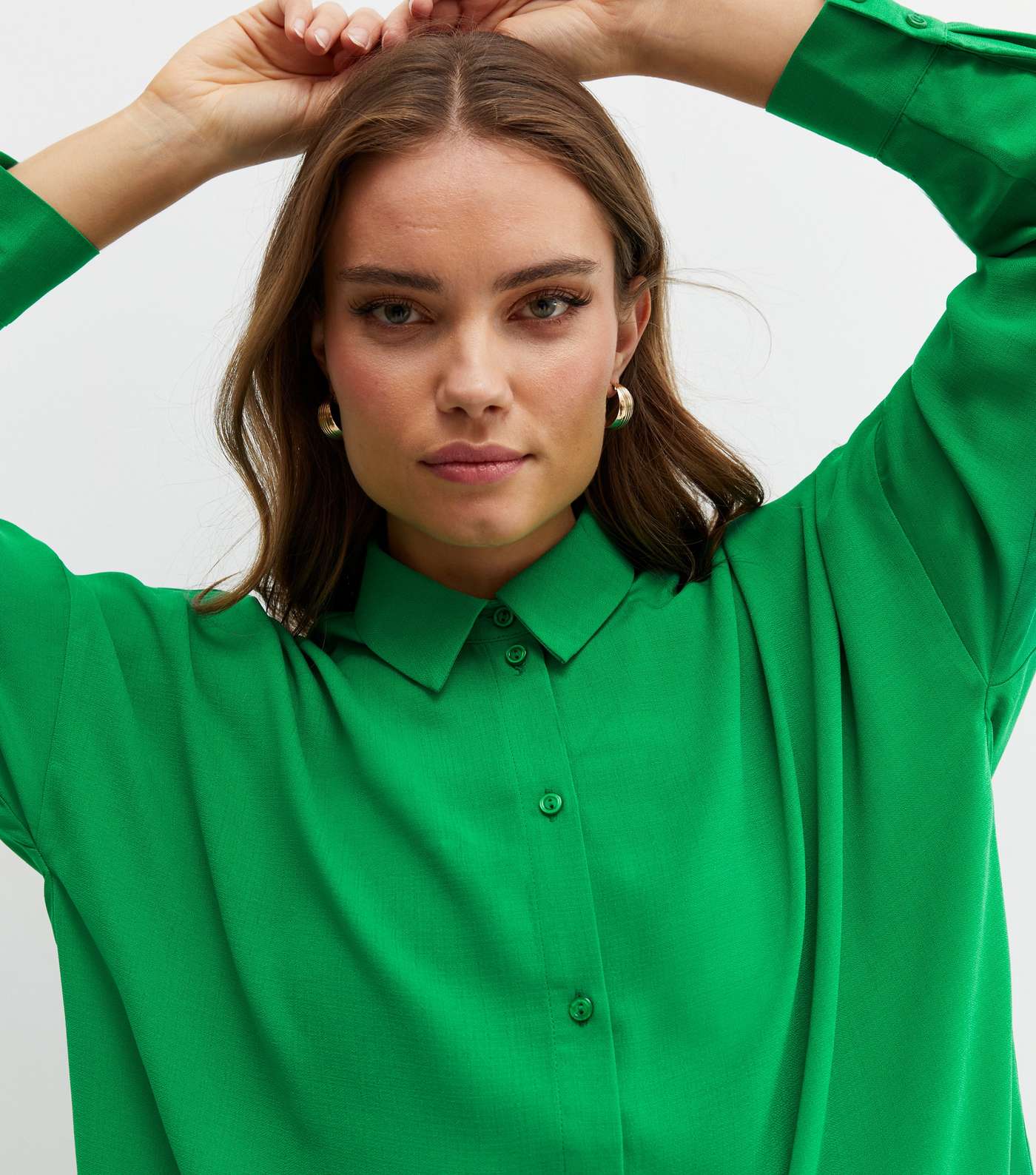 Green Long Sleeve Oversized Shirt Image 3