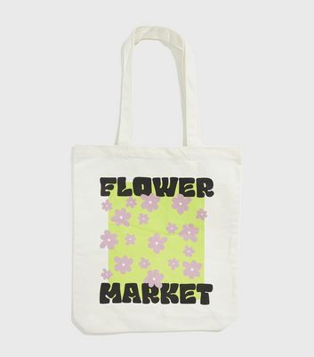 shop for Skinnydip Green Flower Market Floral Logo Tote Bag New Look at Shopo