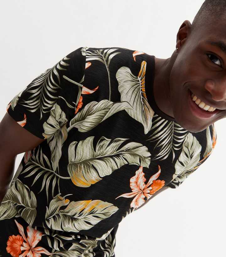 Jack & Jones Black Tropical Short Sleeve T-Shirt | New Look