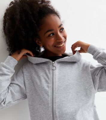 Girls grey on sale zip up hoodie