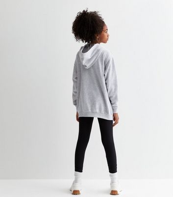 Girls Grey Zip Up Longline Hoodie New Look