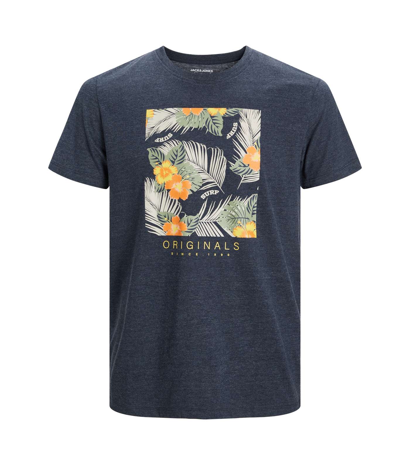 Jack & Jones Navy Palm Box Print T-Shirt Image 2