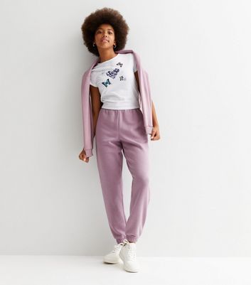 Girls Lilac High Waist Cuffed Joggers New Look