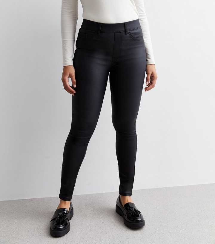 Black Coated Emilee Jeggings New Look from NEW LOOK on 21 Buttons