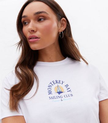 White Monterey Bay Logo T-Shirt | New Look