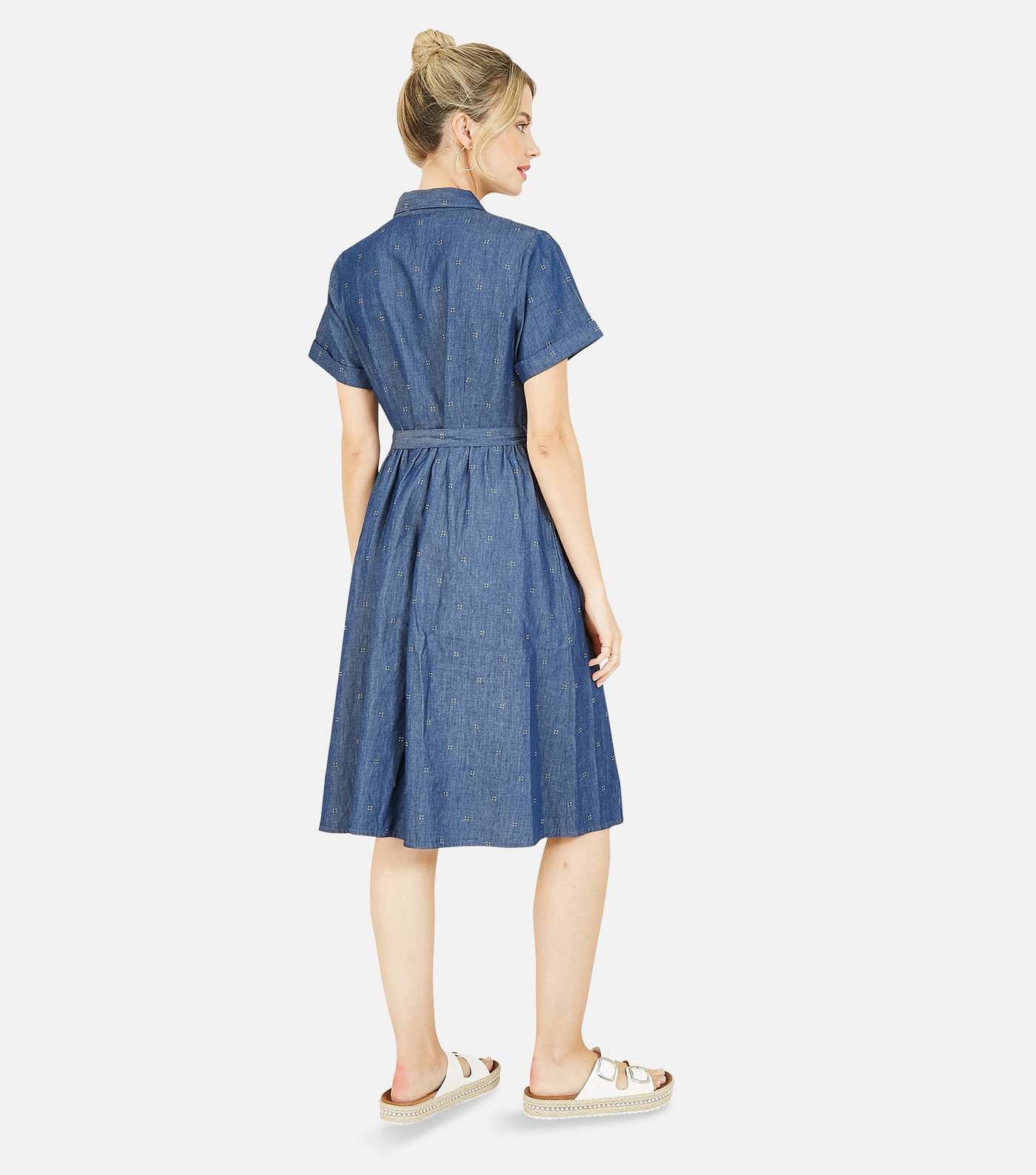 Yumi Blue Spot Denim Shirt Dress Image 3