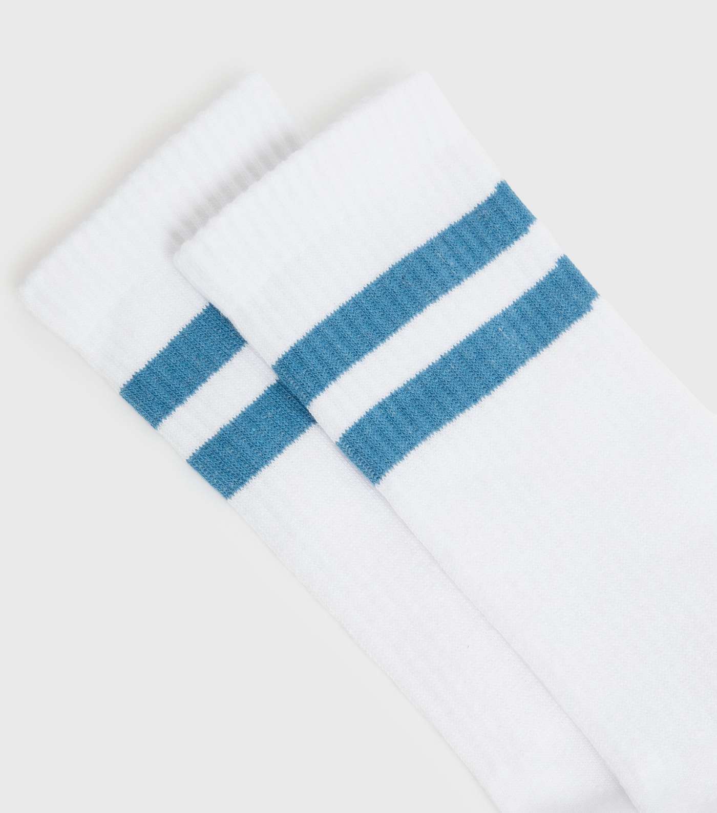 Bright Blue Double Stripe Ribbed Socks Image 2