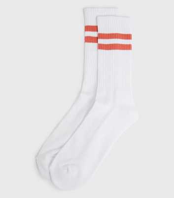 Orange Double Stripe Ribbed Socks