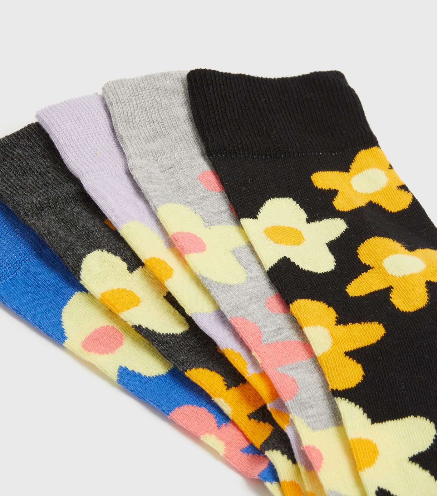 5 Pack Multicoloured Flower Socks Image 2