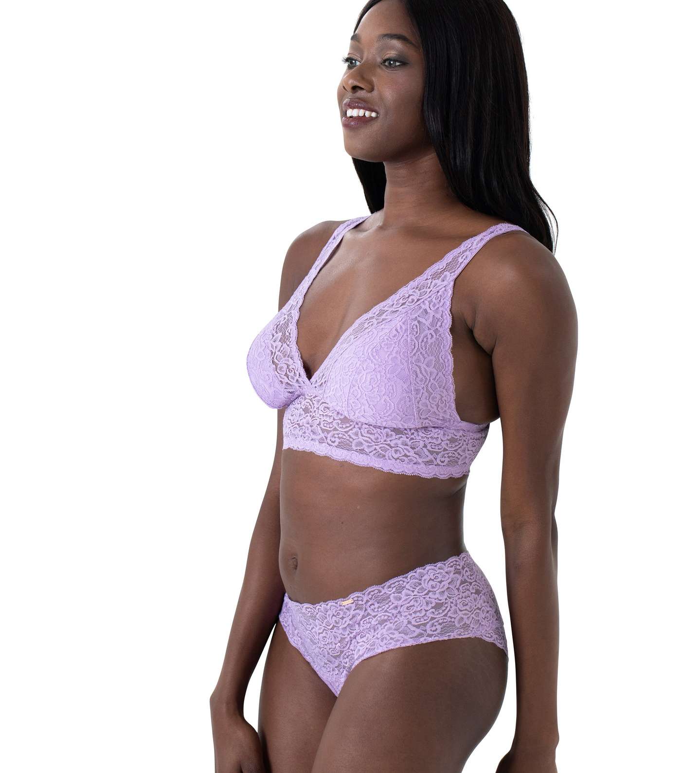 Dorina 2 Pack Lilac and White Lace Bralettes Image 2