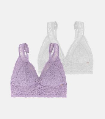 Dorina 2 Pack Lilac and White Lace Bralettes