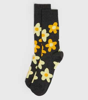 Dark Grey Floral Socks
