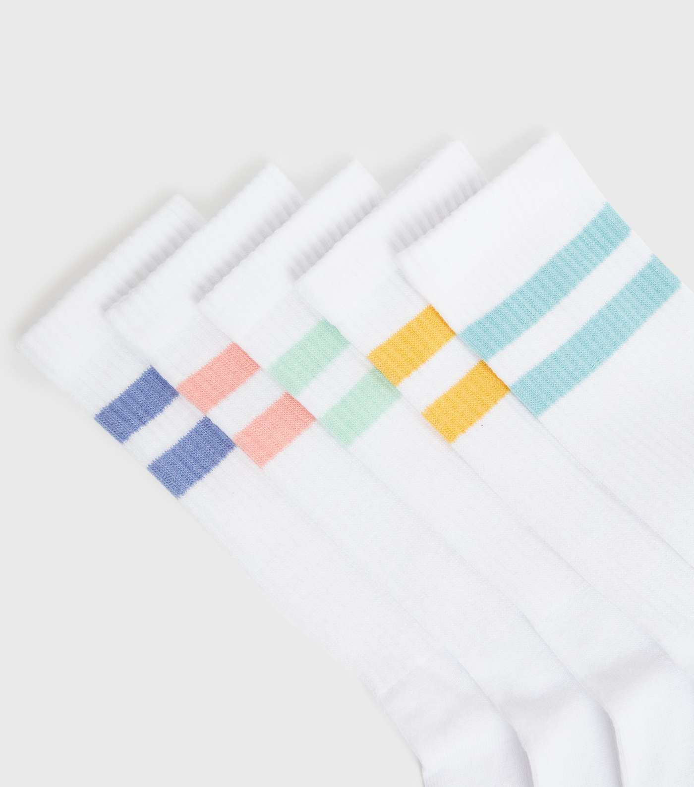 5 Pack White Sports Stripe Socks Image 2
