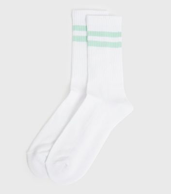 Light Green Double Stripe Ribbed Socks