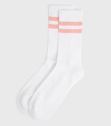 Pink Double Stripe Ribbed Socks