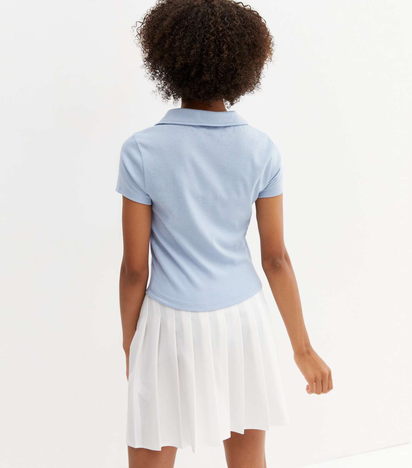 Girls Pale Blue Polo T-Shirt Image 4