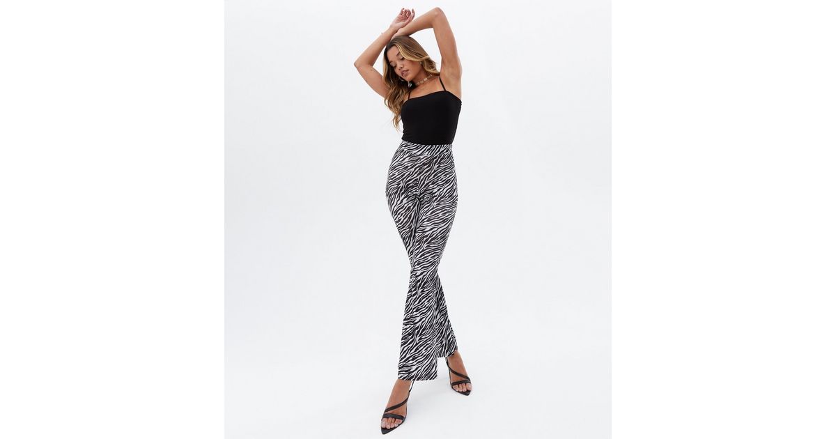 Pink Vanilla Black Zebra Print Flared Trousers New Look