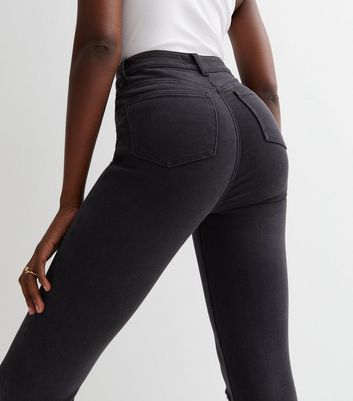 Tall Black Ripped High Waist Hallie Super Skinny Jeans New Look