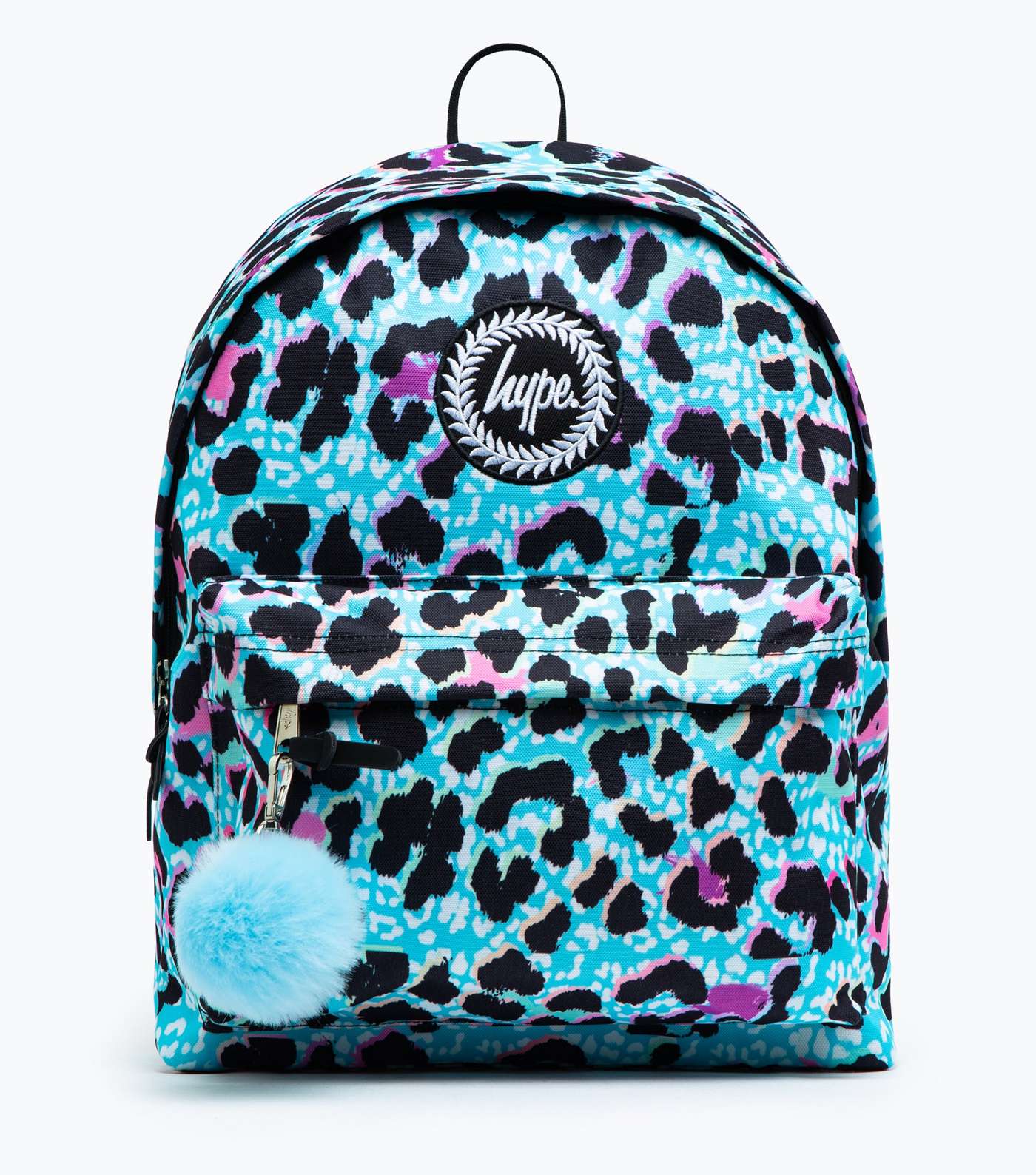 HYPE KIDS Blue Leopard Print Pom Backpack
