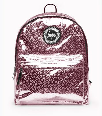 HYPE KIDS Pink Leopard Print Holographic Backpack New Look