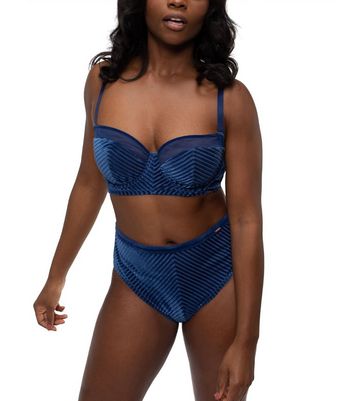 Dorina Blue Velvet High Leg Brazilian Briefs New Look