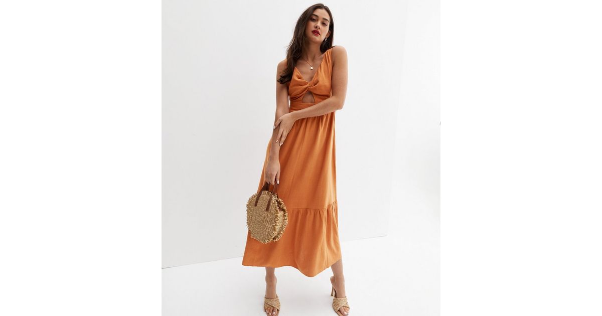 chinese dress ladies Twist Front Midi Dress