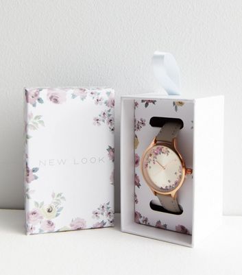 Rose Gold Floral Watch New Look