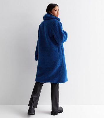 petite blue teddy coat