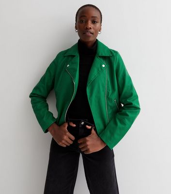 Green leather look on sale jacket