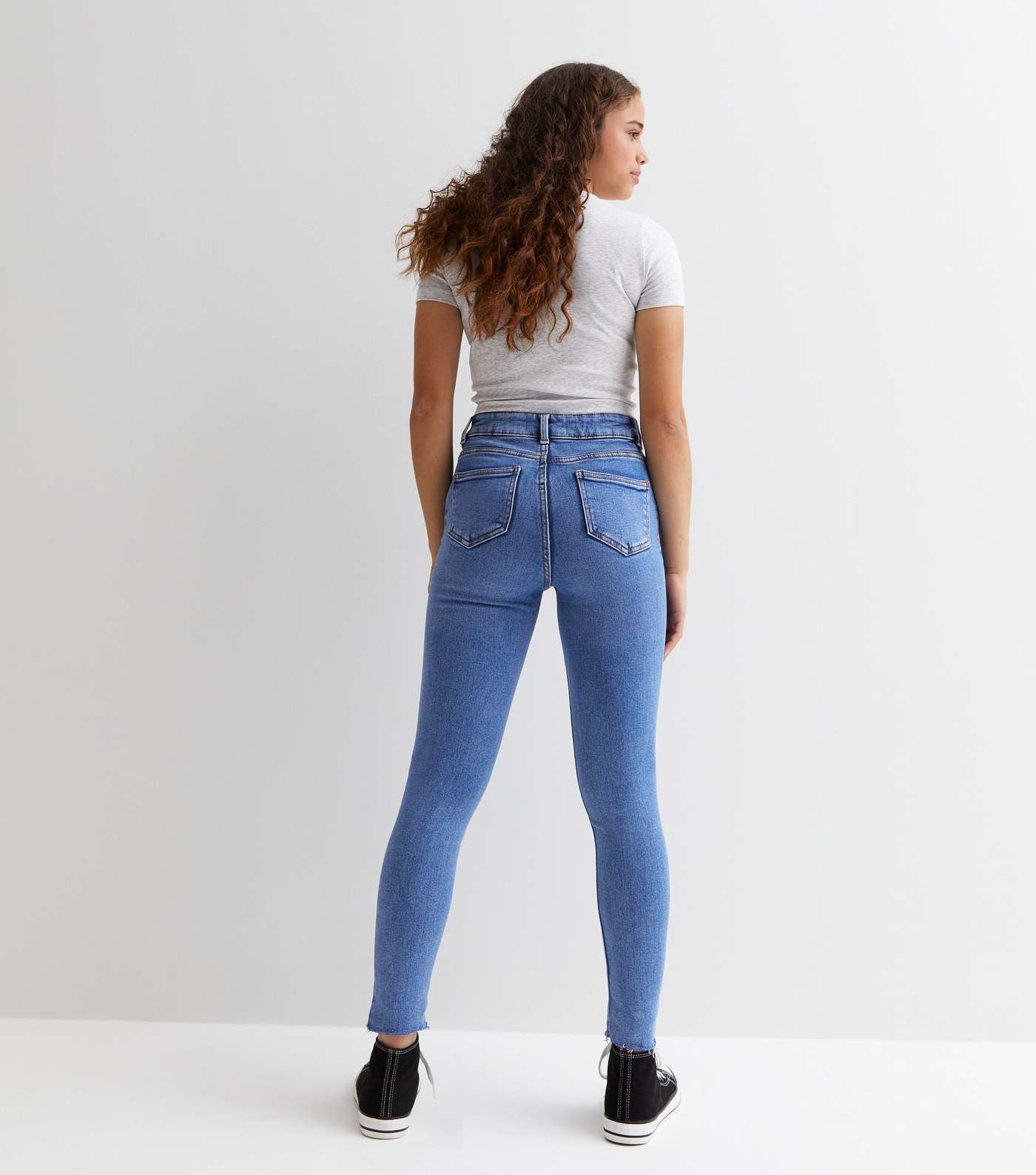 Girls Bright Blue High Waist Hallie Super Skinny Jeans Image 4