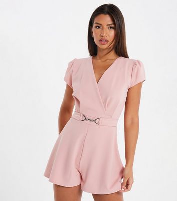 QUIZ Pink Belted Wrap Playsuit | New Look