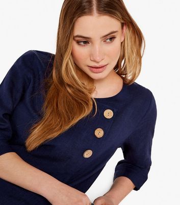 Click to view product details and reviews for Apricot Navy Linen Look Button Front Top New Look.